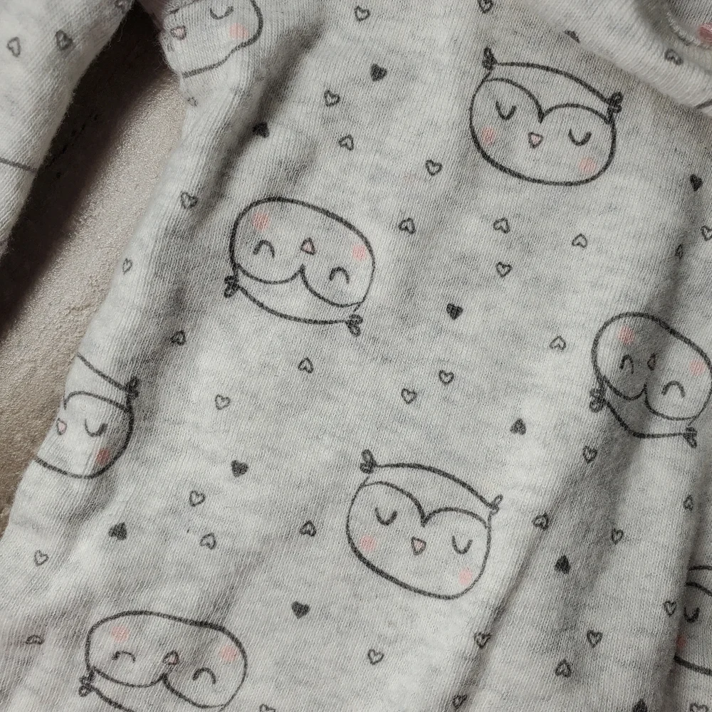 Simple Joys by Carter's Baby Girl 0-3m Gray and Pink Long Sleeve Owl Bodysuit
